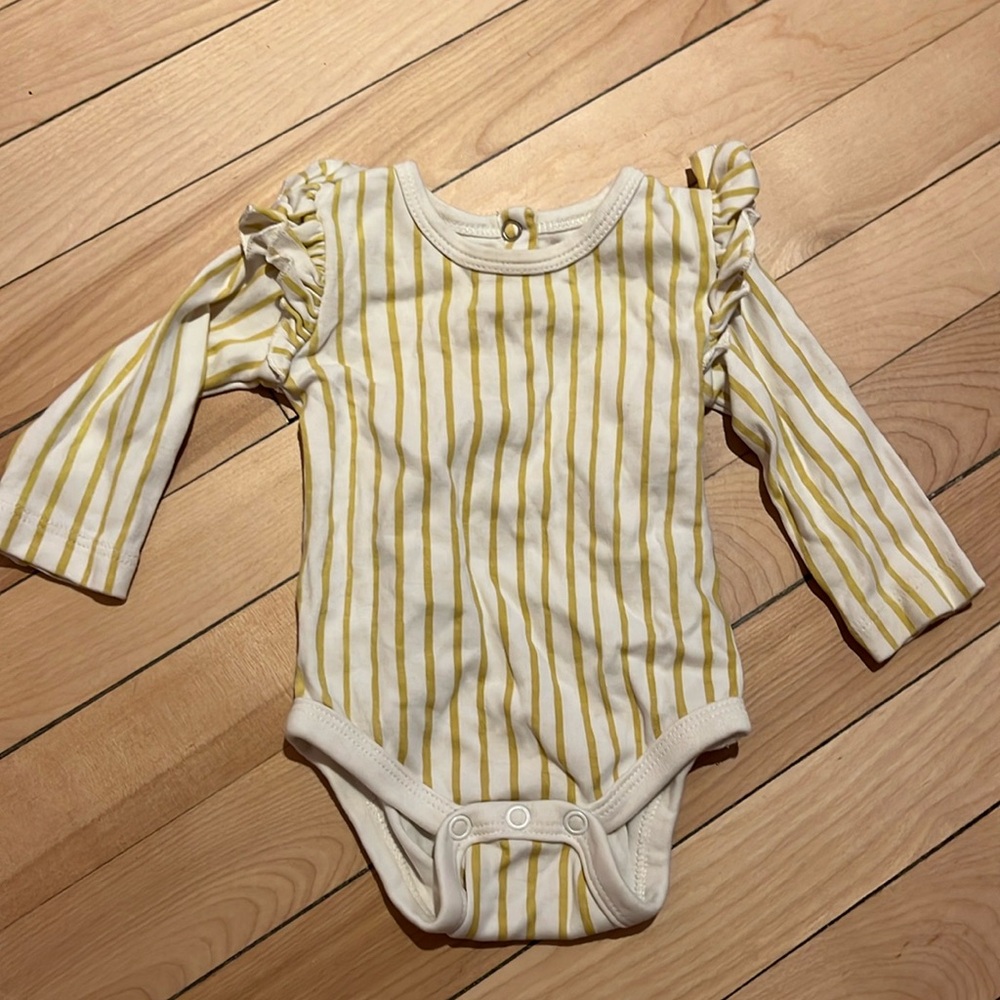 Pehr yellow striped bodysuit
